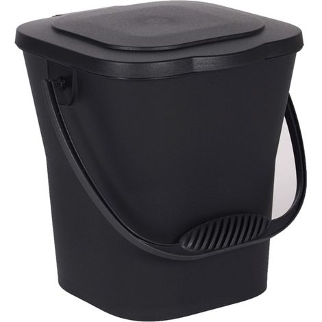 Seau à compost avec couvercle - 24,8 x 23,8 x 24,3 cm - 6 Litres - Gris anthracite - EDA