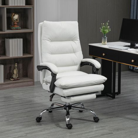 REDOM Chaise de bureau 65x72cm Massage 6 points Polyester Dossier inclinable 135 degrés Blanc (1/5)