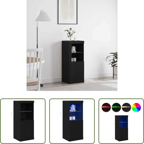 vidaXL Glasregale - LED-Sideboard Schwarz Eichen-Optik 41 x 37 x 100 cm (1/5)