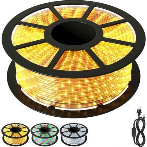 GOPLUS Ruban a Led Lumineux Flexible 360 Leds Puissance 18,5W Tension 220-240V Duree de Vie Nominale 50000 Heures Applications Multiples pour Maison Commerce (Beige, 10M) (1/5)