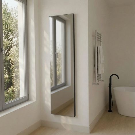 Miroir Mural 40X150 Cm Avec Cadre En Mdf Noir, Finition Polie (1/5)
