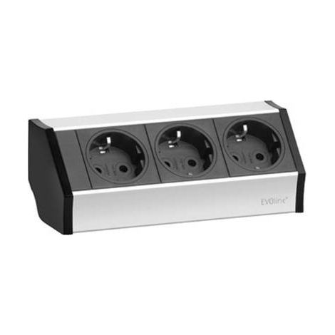 EVOline 159360001300 Multipresa 3 scomparti Nero, Argento Schuko 1 pz. (1/3)