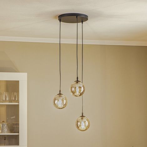[GEBRAUCHT] B-Ware Euluna Hängeleuchte Hängeleuchte Lampe Leuchte Glassy 3-flammig E14 rund Glas (1/2)