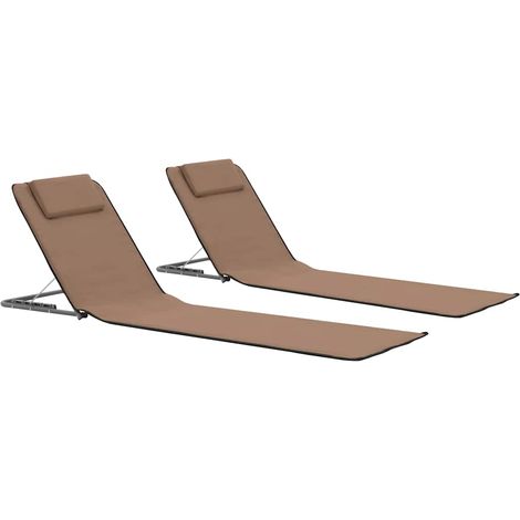 vidaXL Tapis de plage pliables 2 pcs Acier et tissu marron (1/5)