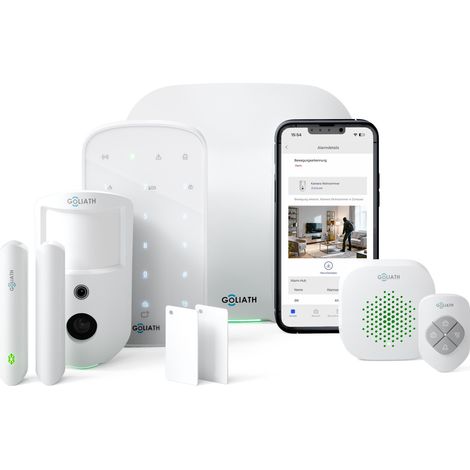 GOLIATH Basic Alarm AlarmZentrale BewegungsKamera TürKontakt KeyPad FernBedienung InnenSirene StarterSet (1/5)