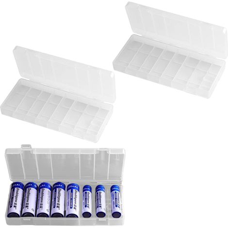 Boîte de Stockage de Piles AA/AAA,Boîte de Stockage de Piles,Boîtede Support de Portable Pouvant Contenir 8 Piles,Isolated Wet Proof Dust Proof,2pcs (1/5)