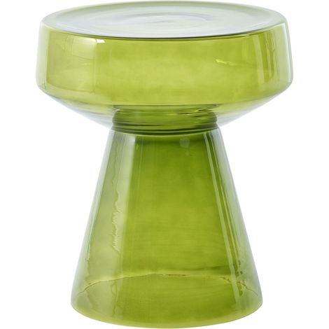 Side End Table Transparent Green Glass 37 x 37 x 43 cm Coffee Console Oval Designer Shape Living Room Modern LAGUNA (1/5)