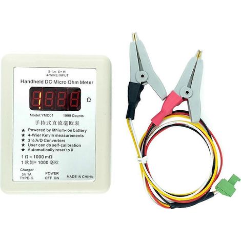 Tragbarer Gleichstrom-Widerstandsmesser im Milliohmmeter-Format, kleine Größe, mit Klemme (siehe Abbildung) (1/5)