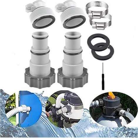 (Couleur:Type 2)Adaptateur de Tuyau de Piscine, Adaptateur pour Pompe Intex Raccord pour Tuyau-Piscine de 32 et 38 mm de Diamètre (Type 2) (1/5)