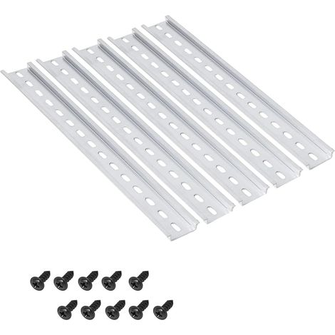 Lot de 5 Rail DIN en Aluminium C45 300mm Épaisseur 1.1mm avec 10 Vis PWA4x6x8 pour Armoire de Distribution Électrique et Bornier Rail DIN Profilés en Aluminium Cremaillere Etagere Installation (1/5)