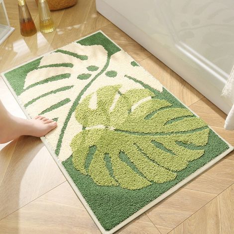Tapis De Bain - 40 X 60 Cm - Dos En Caoutchouc Antidérapant - Microfibre Absorbante - Pour Salle De Bain Chambre Et Entrée - 1 Pièce (1/5)