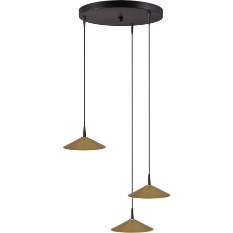 Lampe pendante à 3 lampes Ceppo noir avec or Ø rond 18cm - 2152-05-02-35-3-18 (1/3)