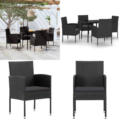 Ensemble à manger de jardin 5 pcs Noir - Table de jardin - Chaises de jardin (1/5)