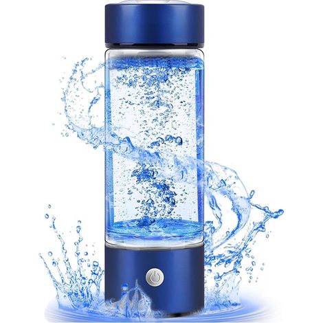 Wasserstoff-Wasserflasche 420 ml tragbarer Wasserstoff-Wasserionisator USB-aufladbarer Wasserstoff-Wassergenerator Glasbecher für Zuhause Büro blau (1/5)