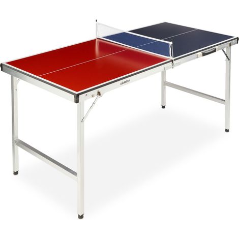 Table de ping-pong pliante transportable avec équipement 160 x 75 x 74 cm en MDF bleu (1/5)