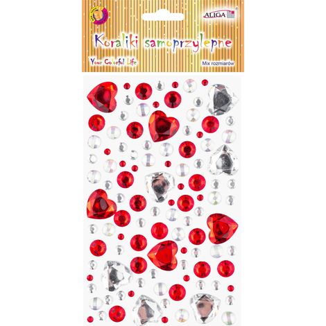 cristalli autoadesivi, argento e rosso, mix di dimensioni JET-3577
