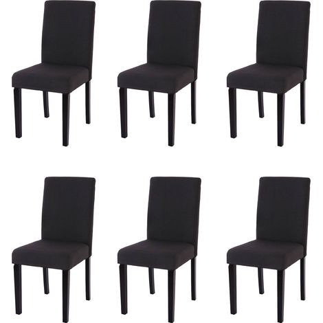 Lot de 6 chaises de séjour Littau, tissu noir, pieds foncés (1/4)
