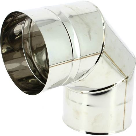 TEN – Coude inox 304 3 parties 90° Ø153 – Raccord fumisterie pour gaz, fuel, bois – Tube simple paroi – Soudure continue
