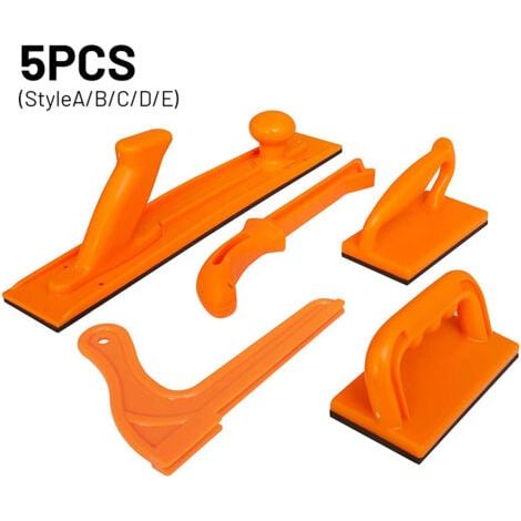 Jeu de blocs poussoirs et de tiges de poussée de sécurité pour le travail du bois, 5 pièces, orange, pour scies à table, fraiseuses, dégauchisseuses et scies à ruban, adaptés au travail du bois (1/5)