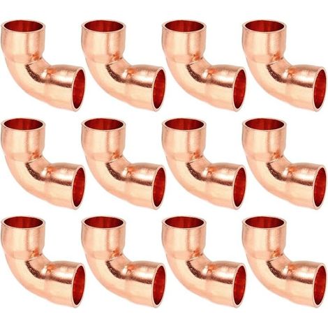 12pcs Raccord Coudé en Cuivre pour Tuyaux Gaz, 10mm Raccord Tuyau d'Arrosage Durite Essence, Raccords Tuyauterie à Pression pour HVAC Climatisation Plomberie, Épaisseur 1mm (1/4)