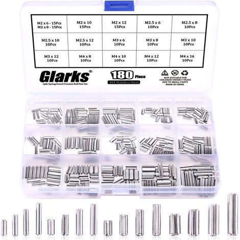 Assortiment de 180 goupilles à ressort fendues M2 M2,5 M3 M4 - En acier inoxydable 304 (1/5)