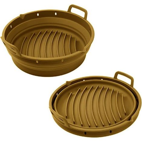 Moule airfryer pliable en silicone Point Virgule 15x15x9cm Marron