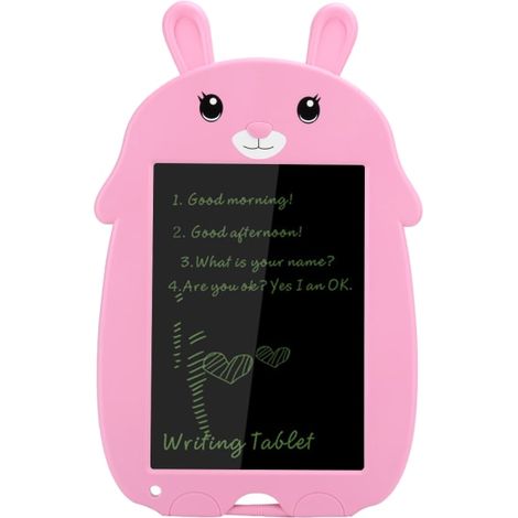 Tablette à dessin LCD 8,5 pouces, ardoise électronique lumineuse à économie d'énergie, écriture manuscrite et dessin en couleur, motif lapin rose, tableau magique réutilisable pour enfants (1/5)