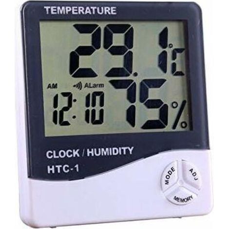 Hygromètre et thermomètre numérique pour intérieur et extérieur, station météorologique électronique avec écran LCD. Design blanc, mesure précise de l'humidité et de la température. (1/5)