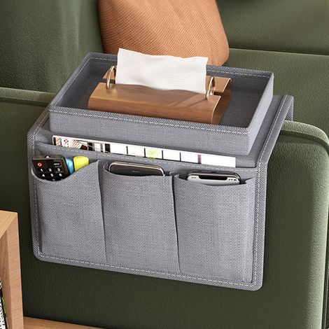 Sessel-Caddy mit Getränkehalter-Ablage, Sofa-Caddy mit Aufbewahrungstaschen, faltbare Sofa-Armablage für Handy, Tablet, Bücher, Zeitschriften, Getränke, Fernseher