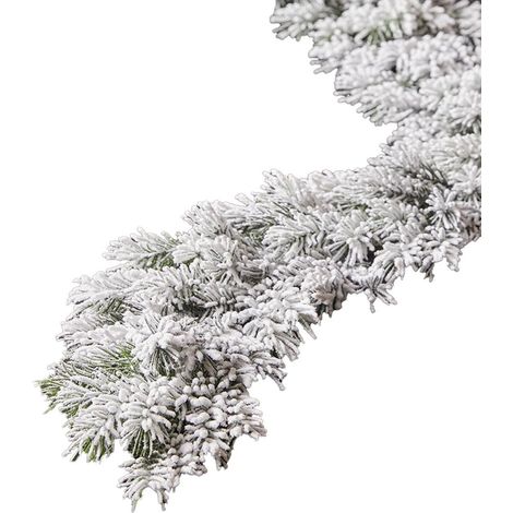 Festone con punte innevate "Pino West" ghirlanda decorativa color verde e bianco da 180 cm (1/3)