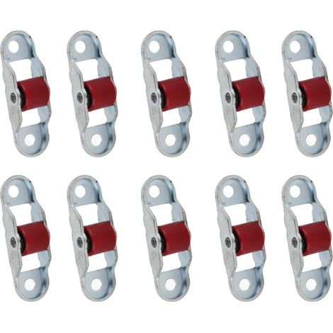 Packung mit 10 geräuschlosen Rollen für Schiebetüren und -fenster, aus Kunststoff, mit einem einzelnen Rad und einem 12 mm Sockel. (1/5)