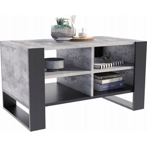 Tavolino da caffè Figa BLACK CONCRETE loft per soggiorno con mensola LOFT (1/5)