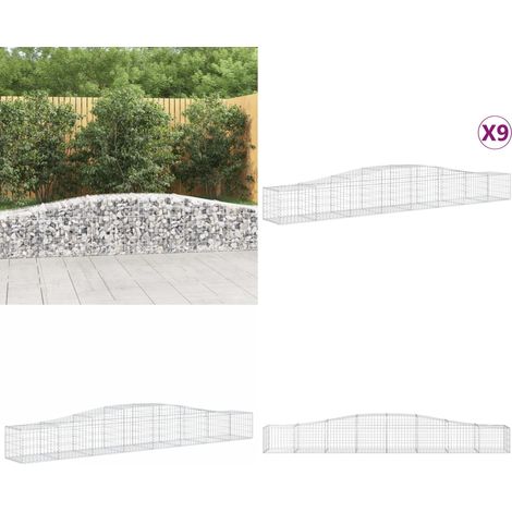 Gabionen mit Hochbogen 9 Stk. 400x50x40/60cm Verzinktes Eisen - Gabionen - Gabionenwand - Gartendeko - Gartenzubehör - Zaun - Home & Living (1/5)