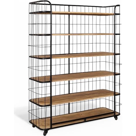 ORION91oficial® - Estantería CORSA en Madera de Mango y Acero, Con Ruedas Estilo Industrial 158 x 122 x 41 cm, Salón Oficina Teletrabajo Habitación - spaziOrion91 (1/2)