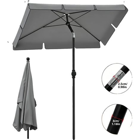 Sombrilla de playa, giratoria 360°, con protección UV, cuadrada Gary (1/2)