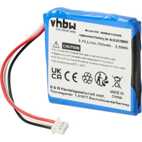 vhbw Battery compatible with TomTom Start 25, 4EN42, 20, 4EN52, 4EN.001.02 GPS Navigation System Sat Nav (700 mAh, 3.7 V, Li-Ion)