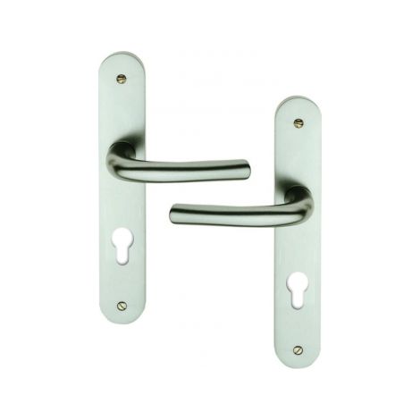 Ouvre&Déco – 2 poignées de porte ZENIA cylindre, aluminium argent F1 entraxe 195 mm