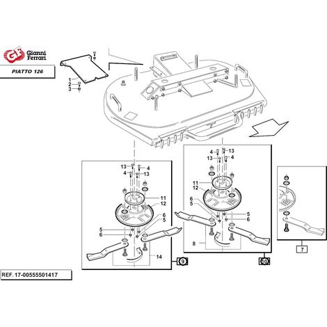 Kit disco mulching derecho PG126 premontado + disco mulching izquierdo PG126 premontado (1/2)