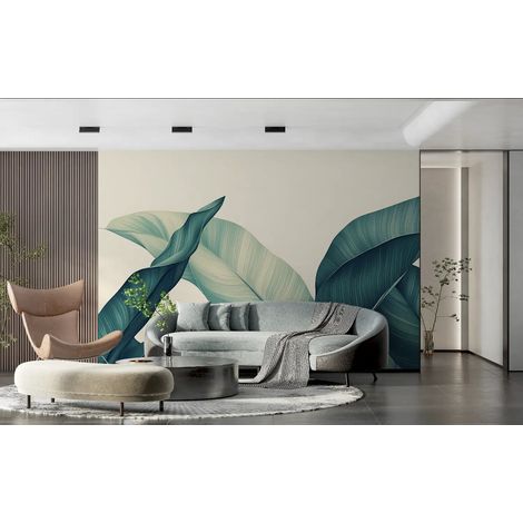 Papier peint tropical palmes vert deau 1 - 150 x 250 cm (1/2)