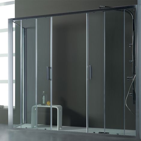 Box Doccia Angolare 90x150x90 cm FPSC57Anta Scorrevole Frontale in Cristallo Temperato - Reversibile (1/5)