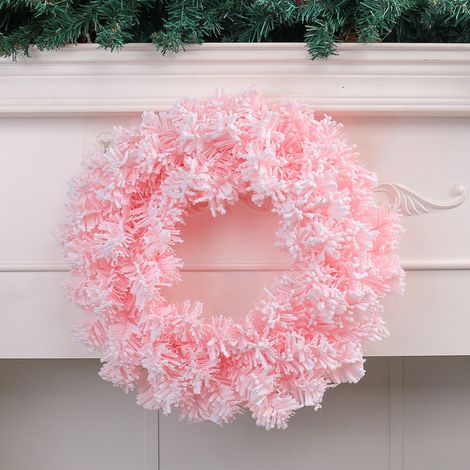 Guirlande De Noël Ronde - Flocage Neigeux - 30 Cm - Pour Porte D'Entrée Cheminée Mur - Décoration Intérieure Extérieure - 1 Pièce (1/5)