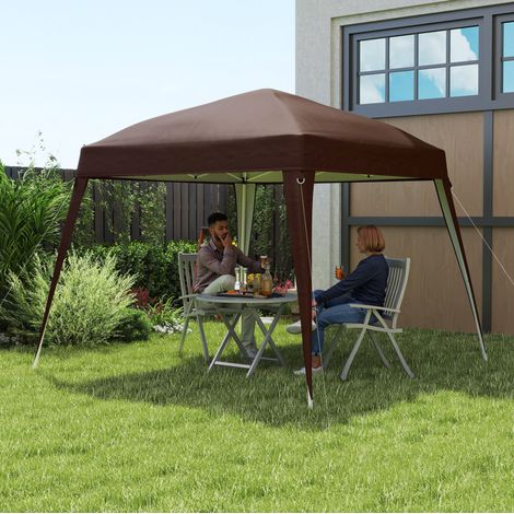 Toit de remplacement pour pavillon en polyester coloris café 3 x 3 m, fixation par scratch, protection UPF 50+ (1/5)
