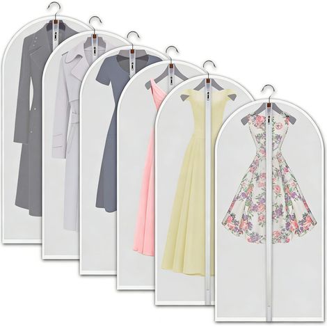Lot de 6 housses de vêtements 120x60 cm avec fermeture éclair, protection anti-poussière et anti-mites, imperméables, rangement pour vêtements