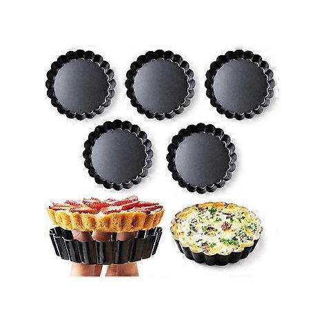 Quicheformen – Tarteformen – Kuchenbackformen – 10 cm – Kohlenstoffstahl – schwarz – mit herausnehmbarem Boden – rund – herausnehmbarer Boden (1/5)