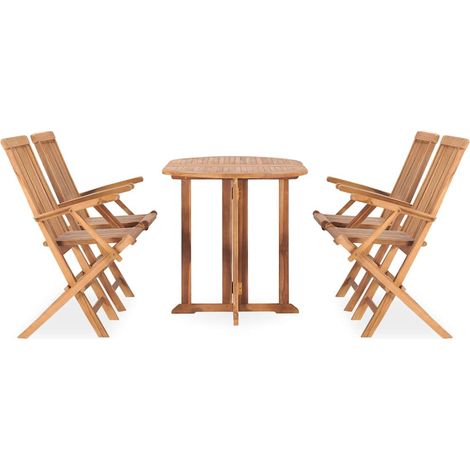 Maison Exclusive - Set de comedor de jardín plegable 5 pzas mader (1/5)
