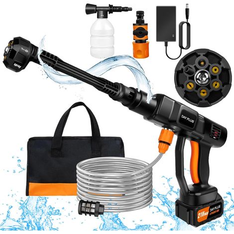Nettoyeur Haute Pression alimenté par Batterie, Nettoyeur électrique Portable sans Fil 652 PSI, Nettoyeur Haute Pression électrique portatif avec buse 6 en 1, pour Voiture/clôture/Jardin/Sol/Cours (1/5)