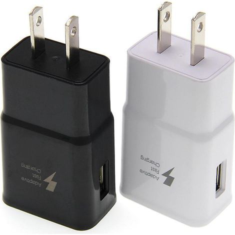 2 X 5v-2a Universal Usb Power Charger Plug Adapter Black White Pour Iphone 12/11/x 8/7/6, Samsung Galaxy S22 S21 S20 S10 S5 S6 S7 S8 S9/edge/plus/ (1/4)