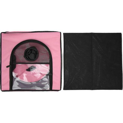 Cage de séchage pliable en nylon Oxford à mailles fines pour chiots, idéale pour le camping et les voyages (rose). (1/5)