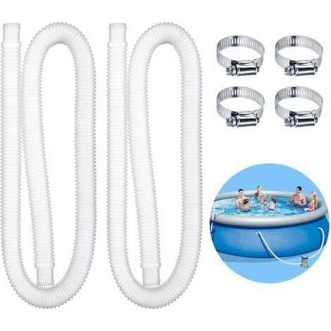 2 pièces Tuyau pour Piscine,Tuyau de Rechange pour Piscine,Pompe à Filtre avec 4 Pinces Métalliques,Tuyaux de Rechange pour Piscines Hors Sol(1.5m) (1/5)