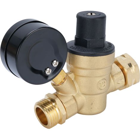 Régulateur de pression d'eau camping-car 3/4 pouce laiton acier inoxydable avec manomètre réducteur pression DN 1.6 (1/5)